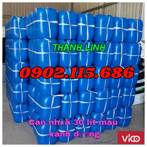 Can nhựa vuông 30 lít màu xanh