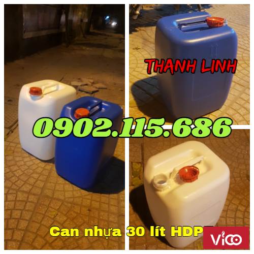 Can nhựa vuông 30 lít màu xanh