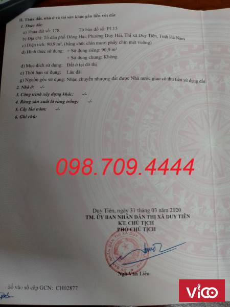 Chính chủ bán gấp đất 91m2 KĐT ĐVXphường Duy Hải