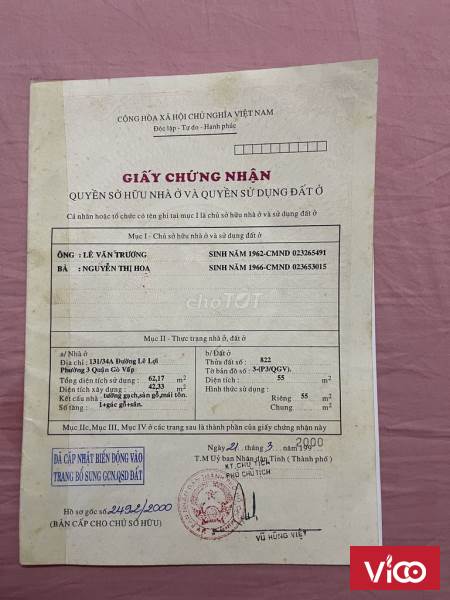 BÁN NHÀ HẼM TRƯƠNG ĐĂNG QUẾ, GÒ VẤP, 62M, 2 TỶ CHÍN