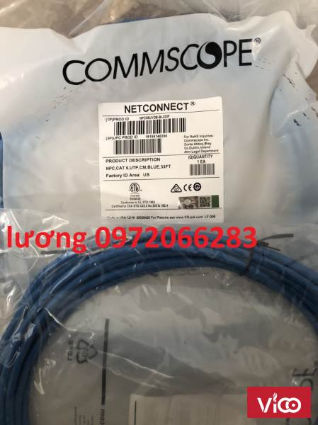 Dây nhảy patch cord Cat6 U/UTP, RJ45, 4 Pair, NonPlenum, Blue, 35FT