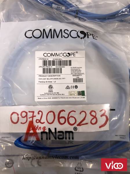 Dây nhảy patch cord Cat6 U/UTP, RJ45, 4 Pair, NonPlenum, Blue, 17FT