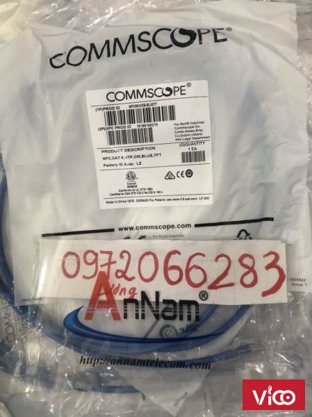 Dây nhảy patch cord Cat6 U/UTP, RJ45, 4 Pair, NonPlenum, Blue, 7FT