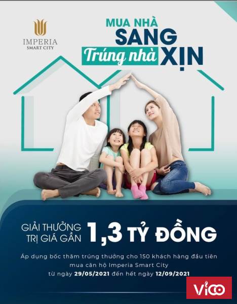 Bán căn hộ 2PN Imperia Smart City, hỗ trợ lãi suất 0%/24 tháng.