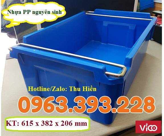 Thùng nhựa đặc có quai sắt, thùng nhựa có quai