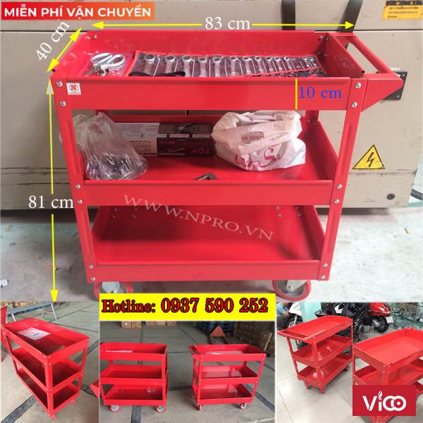 xe đẩy 3 ngăn, xe đẩy dụng cụ 3 ngăn, xe đựng dụng cụ 3 ngăn