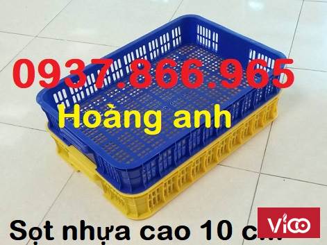 Sọt nhựa đựng rau củ trong cửa hàng nông sản, sóng nhựa rỗng, khay nhựa hở, sọt nhựa đựng hải sản