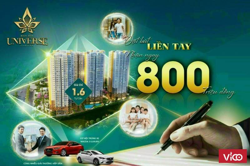 Chiết khấu ngay 835tr/căn 2PN 75,83m2 D.14.06 Bien Hoa Universe Complex