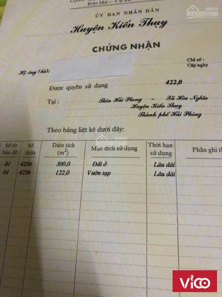 BÁN GẤP 422m2 ĐẤT MẶT TIỀN TẠI PHƯỜNG HÒA NGHĨA, DƯƠNG KINH, HẢI PHÒNG.