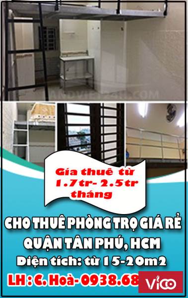 CHO THUÊ PHÒNG TRỌ GIÁ RẺ TẠI QUẬN TÂN PHÚ, HCM
