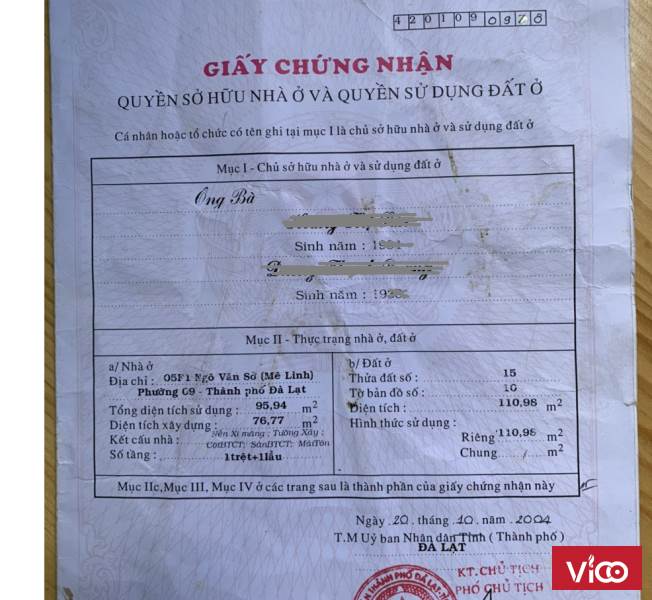 Cần bán gấp nhà mặt tiền Ngô Văn Sở, Phường 9, Đà Lạt, Lâm Đồng