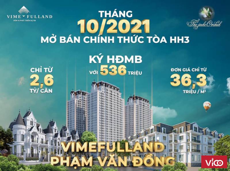 CHUNG CƯ CAO CẤP VIMEFULLAND NGAY PHẠM VĂN ĐỒNG GIÁ CHỈ TỪ 2 TỶ 685 TRIỆU