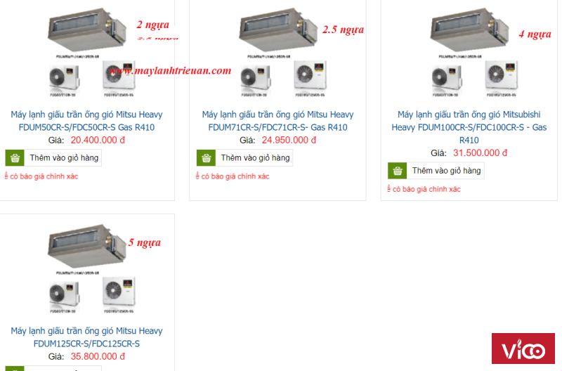 Báo giá điều hòa giấu trần ống gió Mitsubishi giá tốt