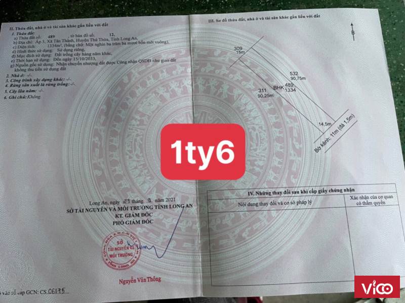 Bán Đất Vị Trí Đẹp Tân Thành, Thủ Thừa, Long An 1344m2 1,6 Tỷ