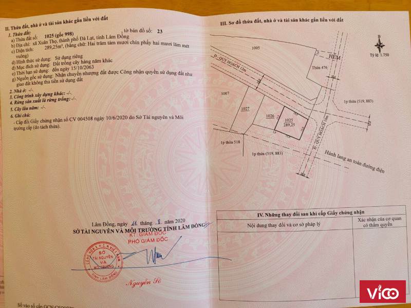 Bán đất Xã Xuân Thọ, TP Đà Lạt, Lâm Đồng.