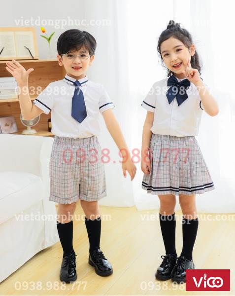 Xưởng nhận may đồng phục học sinh Tiểu học theo size, giá rẻ