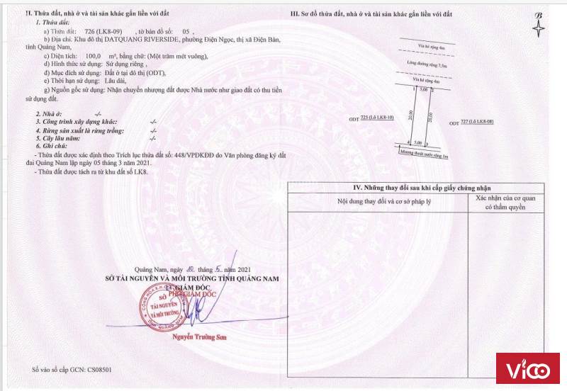 Chính chủ bán đất Điện Ngọc Điện Bàn 100m2 sổ đỏ. Đường 7,5m