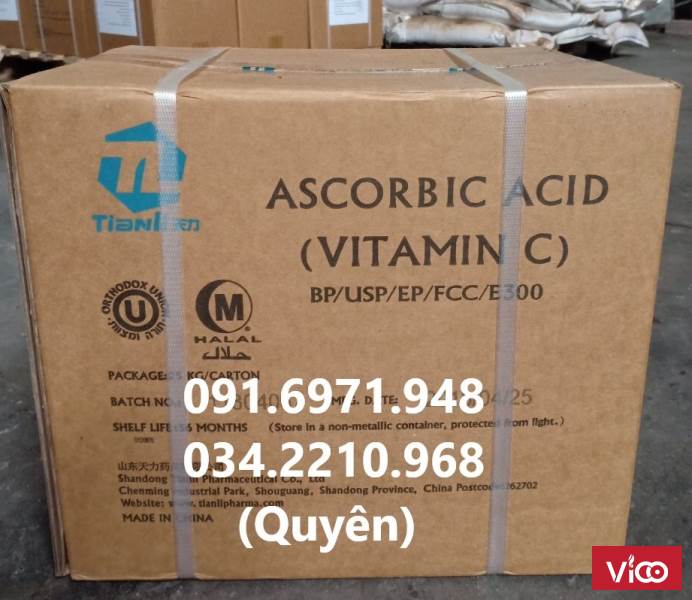Kho bán sỉ vitamin C 99%, ascorbic acid giảm sốc, stress cho tôm cá