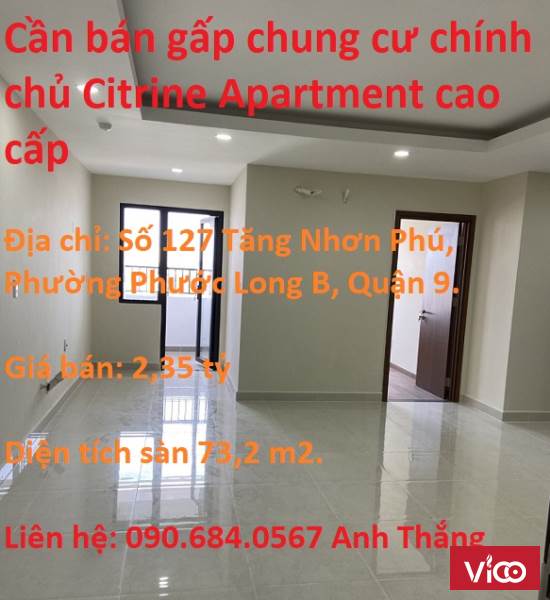 Cần bán gấp chung cư chính chủ Citrine Apartment cao cấp