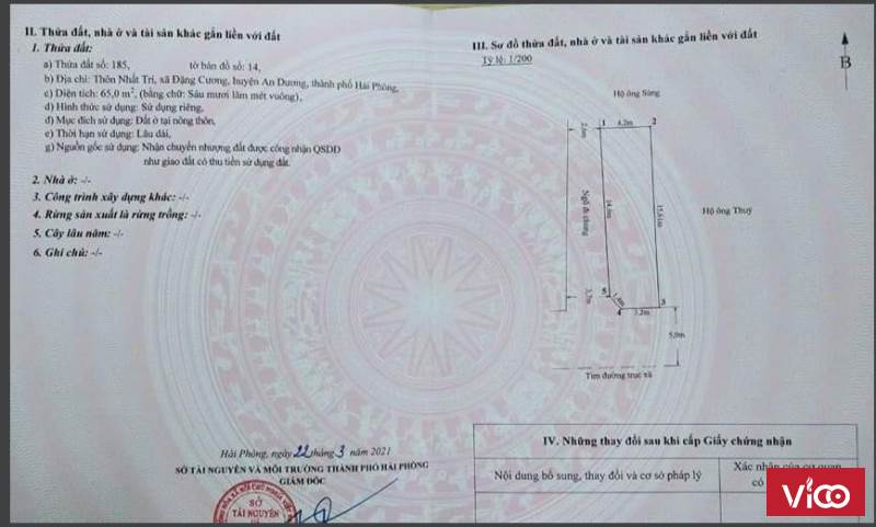 Cần bán lô đất thổ 65m2 tại Đặng Cương, An Dương, TP. Hải Phòng, giá hot