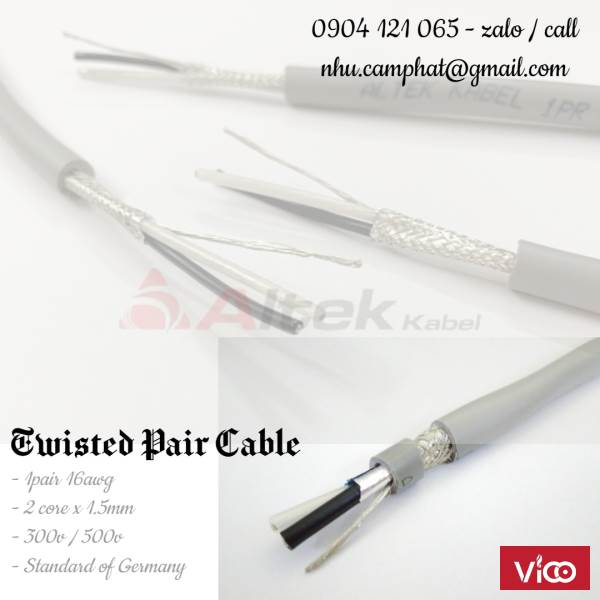 Cáp tín hiệu vặn xoắn 1 Pair 16awg Al Foil Shield