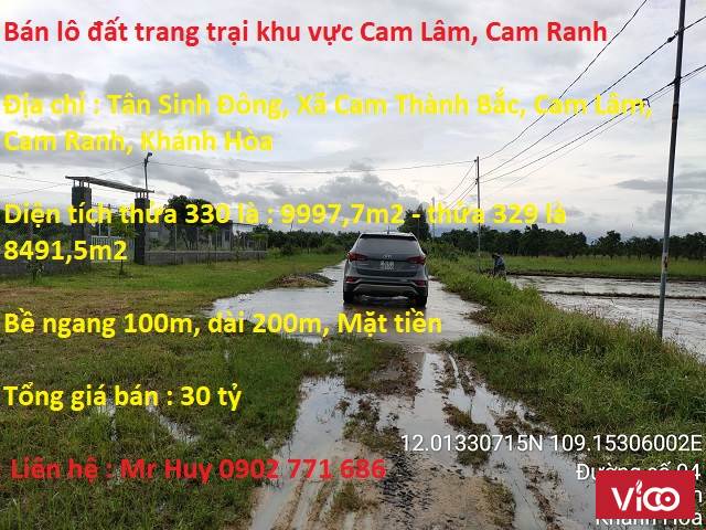 Bán lô đất trang trại khu vực Cam Lâm