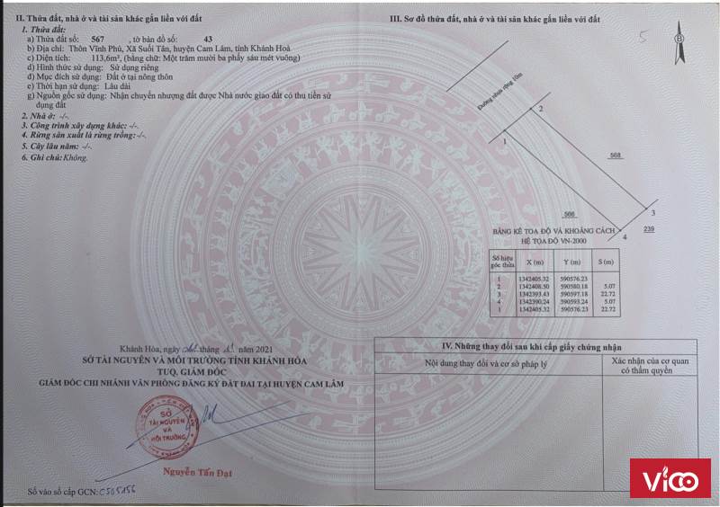 Bán lô 113m2 đất nền công nghiệp Suối Dầu Cam Lâm một mặt View hồ, một mặt đường 10m, đầy đủ tiện