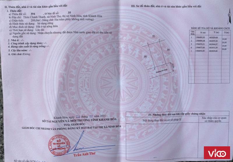Bán lô đất TĐC Ninh Long ĐC Xã Ninh Thọ, Ninh Hòa, Khánh Hòa