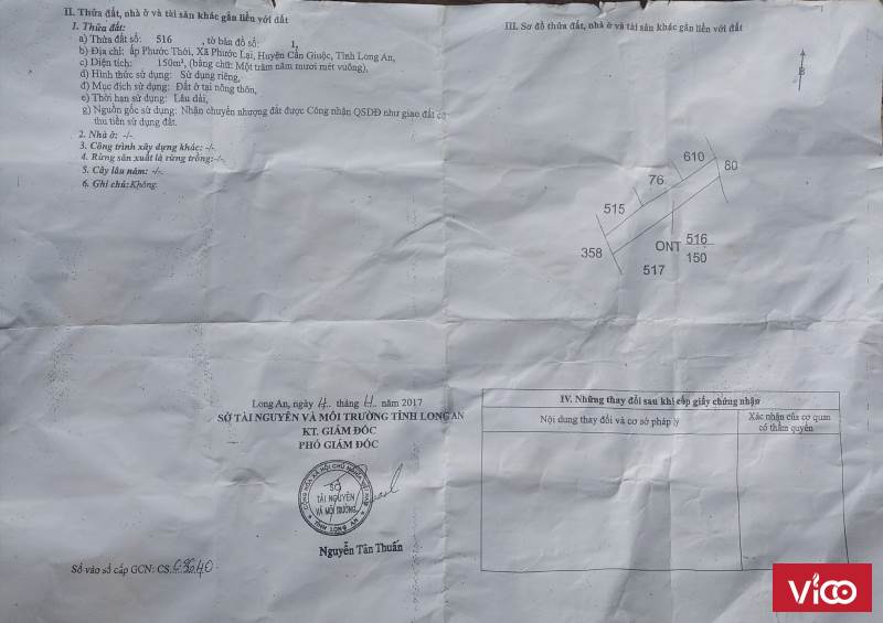 Bán đất ở thổ cư 150m gần chùa thới bình tại đường 826C, Xã Phước Lại, Huyện Cần Giuộc, Long An