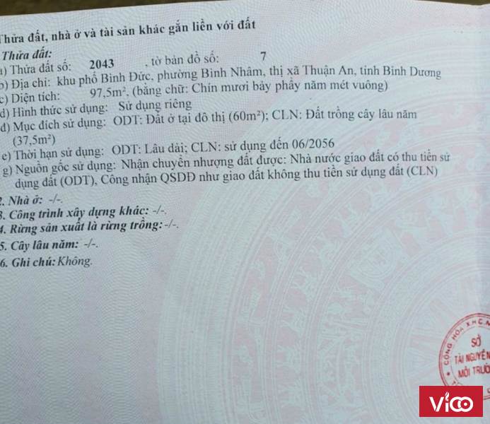 Bán Gấp đất gần Sông Sài Gòn DT 98m2 ngang 5m Giá 3.5 tỷ Bớt Lộc