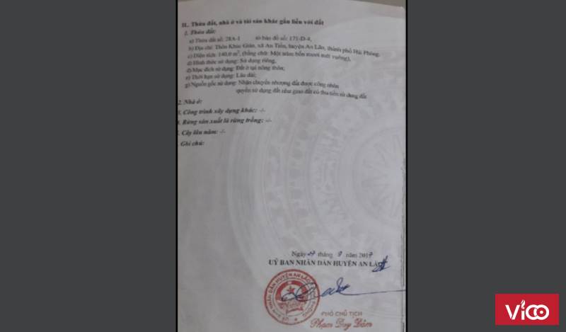 Cần bán lô đất thổ cư tại khu khúc giản An Tiến An Lão Hải Phòng