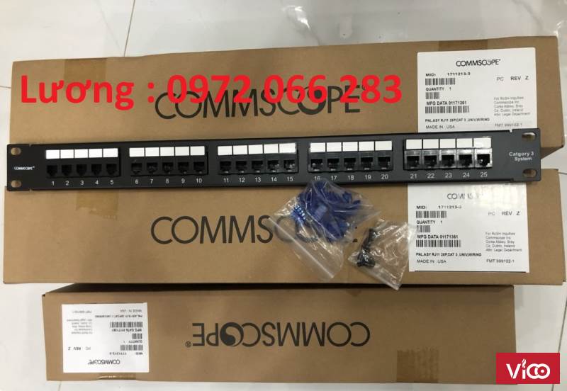 Thanh đấu nối Patch Panel RJ11 Cat3 AMP commscope 25port