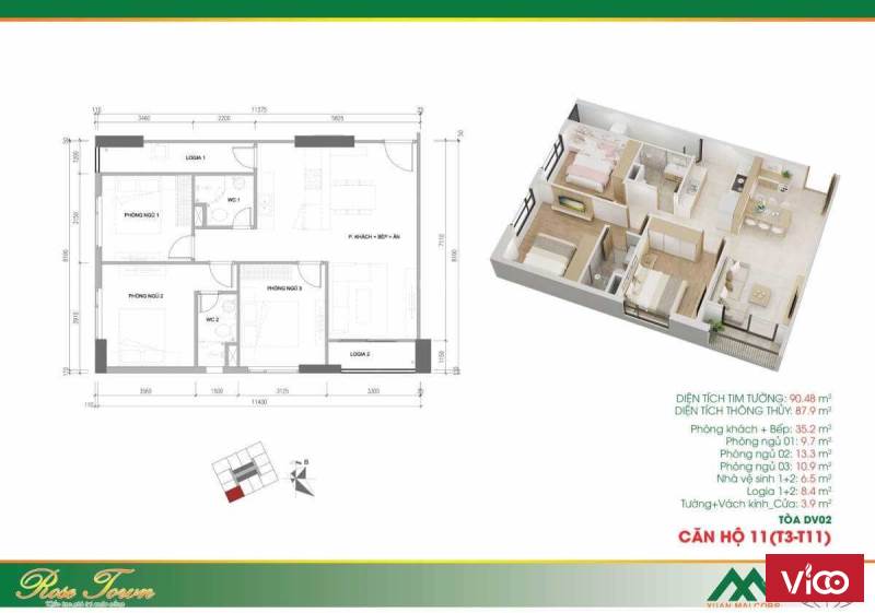 Cần bán gấp căn 3PN góc tại Rose Town giá 2.6 tỷ, liên hệ 0903.423.855