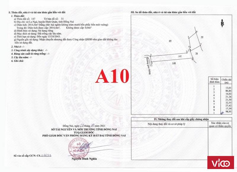 Bán lô đất A10 tiện xây biệt thự nghĩ dưỡng gần hồ Trị An, định quán, đồng nai