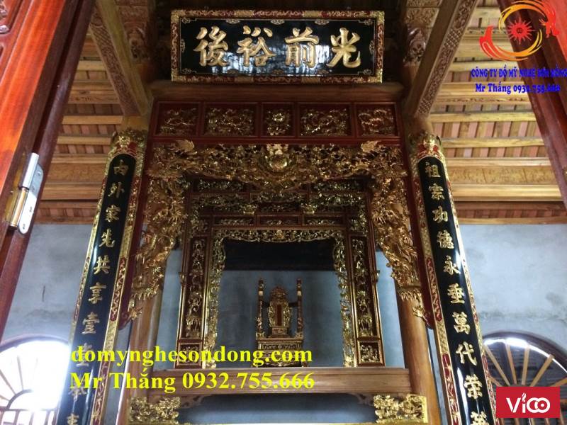 Mẫu hoành phi câu đối bằng gỗ đẹp cho thờ gia tiên