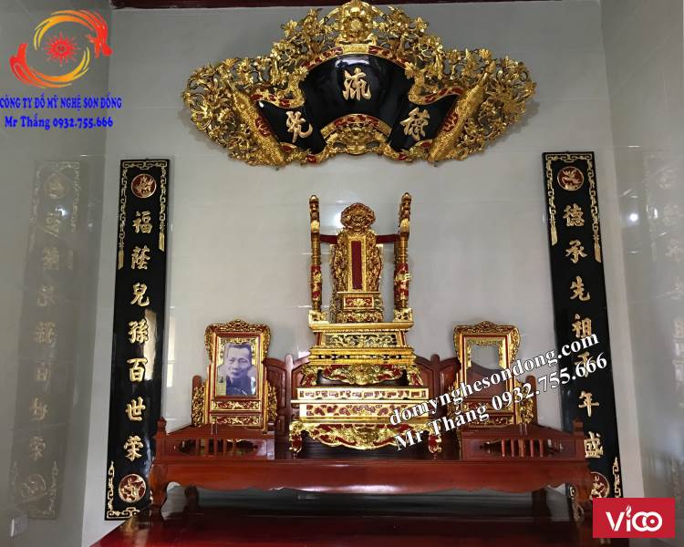 Mẫu hoành phi câu đối bằng gỗ đẹp cho thờ gia tiên