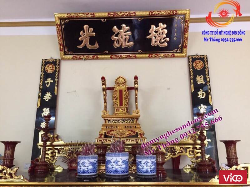 Mẫu hoành phi câu đối bằng gỗ đẹp cho thờ gia tiên