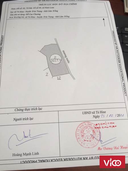 Cần bán nhanh lô đất tại Thôn Phú Cao , Xã Tà Hine , Lâm Đồng , Giá tốt