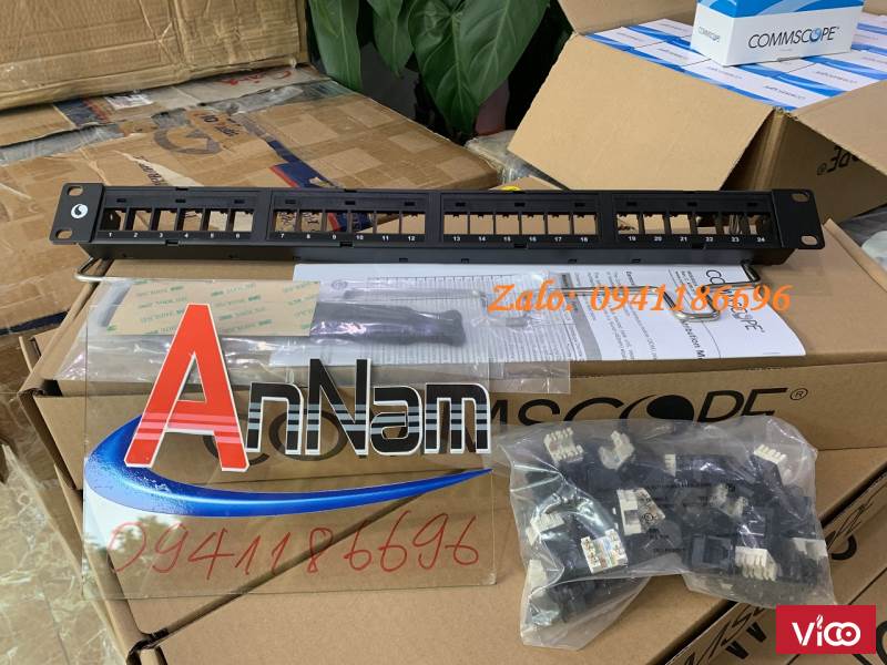 Thanh đấu nối patch panel 24 cổng cat6 UTP,1U mã 760237040 913750552 commscope