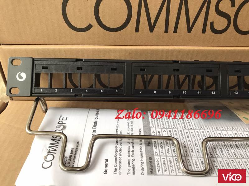 Thanh đấu nối patch panel 24 cổng cat6 UTP,1U mã 760237040 913750552 commscope