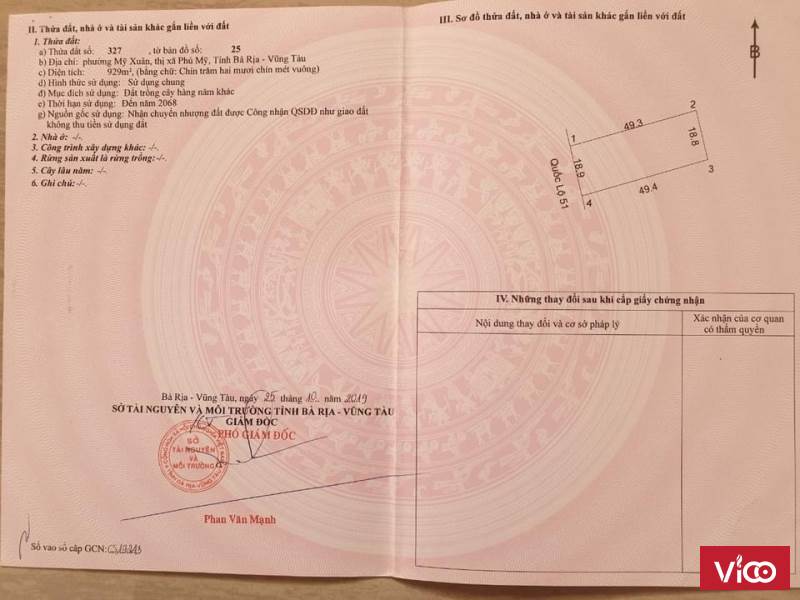 Cần bán đất.. Mt QL51...Mỹ Xuân...Phú Mỹ...Brvt