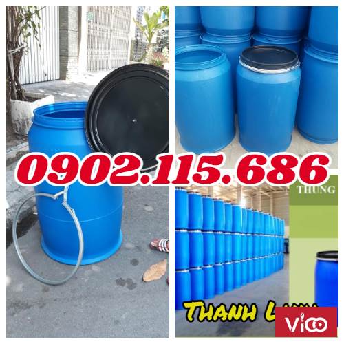 Thùng phuy nhựa nắp hở, phuy nhựa nắp hở 220 lít,