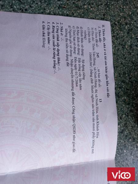 BÁN LÔ ĐẤT HƠN 1Hecta. cách DT5 900m Ninh Hưng suối chạy dọc lô đất giá 5tỉ5 ! 55m ngang mặt tiền