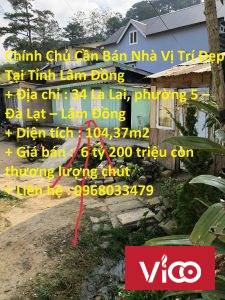 Chính Chủ Cần Bán Nhà Vị Trí Đẹp Tại Tỉnh Lâm Đồng