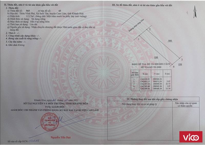 Bán lô góc duy nhất 195m2 đường vào 6m, đi bộ ra nhà máy đường Cam Lâm.