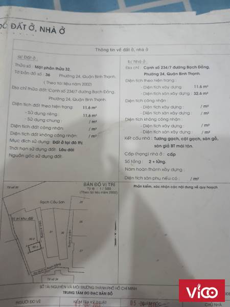 Chính chủ cần bán nhà tại địa chỉ 234/7a1 Bạch Đằng P24 Bình Thạnh TPHCM