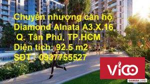 Chuyển nhượng căn hộ Diamond Alnata A3.X.16, 2PN, 92.5m2 View mặt tiền Đại lộ Gamuda Hot, tầng cao.