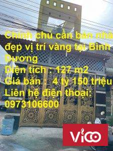 Chính chủ cần bán nhà đẹp vị trí vàng tại Bình Dương