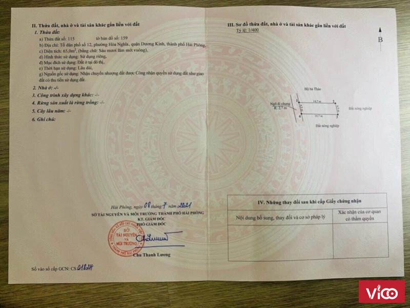 Chính Chủ Cần Chuyển Nhượng Lô Đất Vị Trí Đắc Địa Tại quận Dương Kinh, tp Hải Phòng