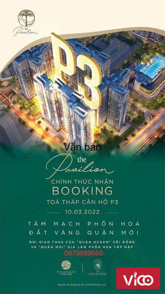 chính thức nhận booking siêu phẩm toà căn hộ the pavilion p3